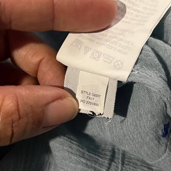 J. Crew Women's Blue Cotton Peasant Boho Tie Blouse Size 2 - Picture 6 of 7